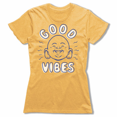 Good-Vibes-Bitty-Buda-Women-T-Shirt-Yellow