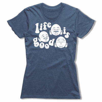 Life-Is-Good-Bitty-Buda-Women-T-Shirt-Blue