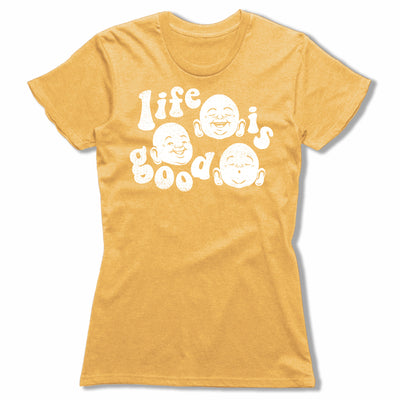 Life-Is-Good-Bitty-Buda-Women-T-Shirt-Yellow