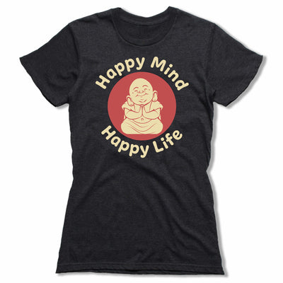 Happy-Mind-Happy-Life-Bitty-Buda-Women-T-Shirt-Black